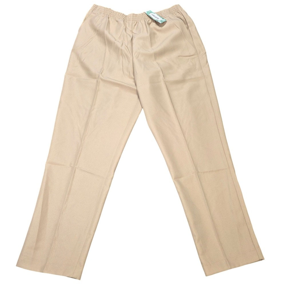 National Elastic Waist Straight Leg Pants Women's Size 18 Beige NWT